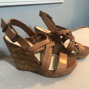 Jessica Simpson wedges. Brown leather. Size 7.5